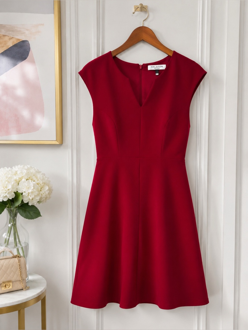 Halston Heritage Burgundy Sheath Dress Size 8 | Cocktail Wedding Guest Career